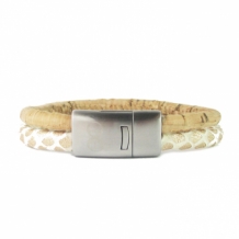 B&L dubbel leren armband bruin-wit